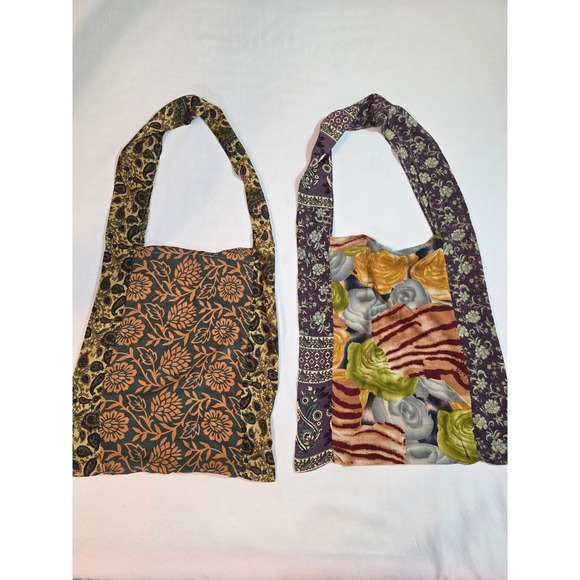 Handbags - Boho Patchwork Tote Bag Shoulder Bag 100% Silk Handmade